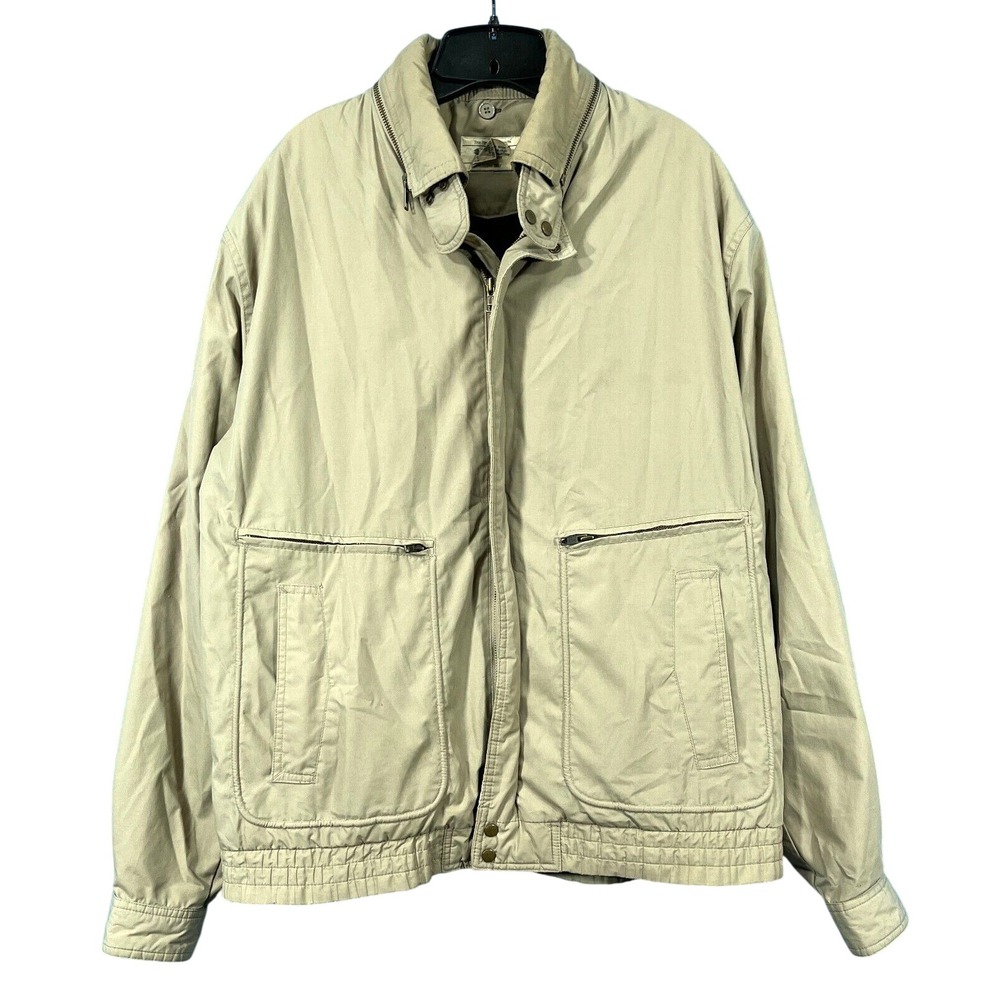 VTG THE FOX COLLECTION JCPenny KHAKI Mid Weight BUTTON IN LINER Zip-Up Coat L/T